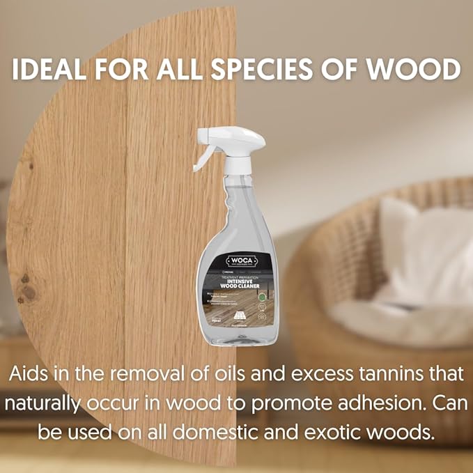 WOCA Denmark Intensive Wood Cleaner 750 ML, Ready to use spray for the preparing and treatment of raw wood.
