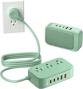 8-in-1 Flat Plug Power Strip, 85W PD USB C Desktop Charging Station