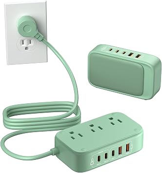 8-in-1 Flat Plug Power Strip, 85W PD USB C Desktop Charging Station