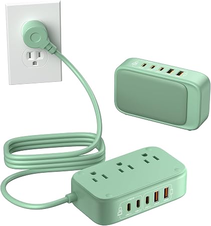 8-in-1 Flat Plug Power Strip, 85W PD USB C Desktop Charging Station