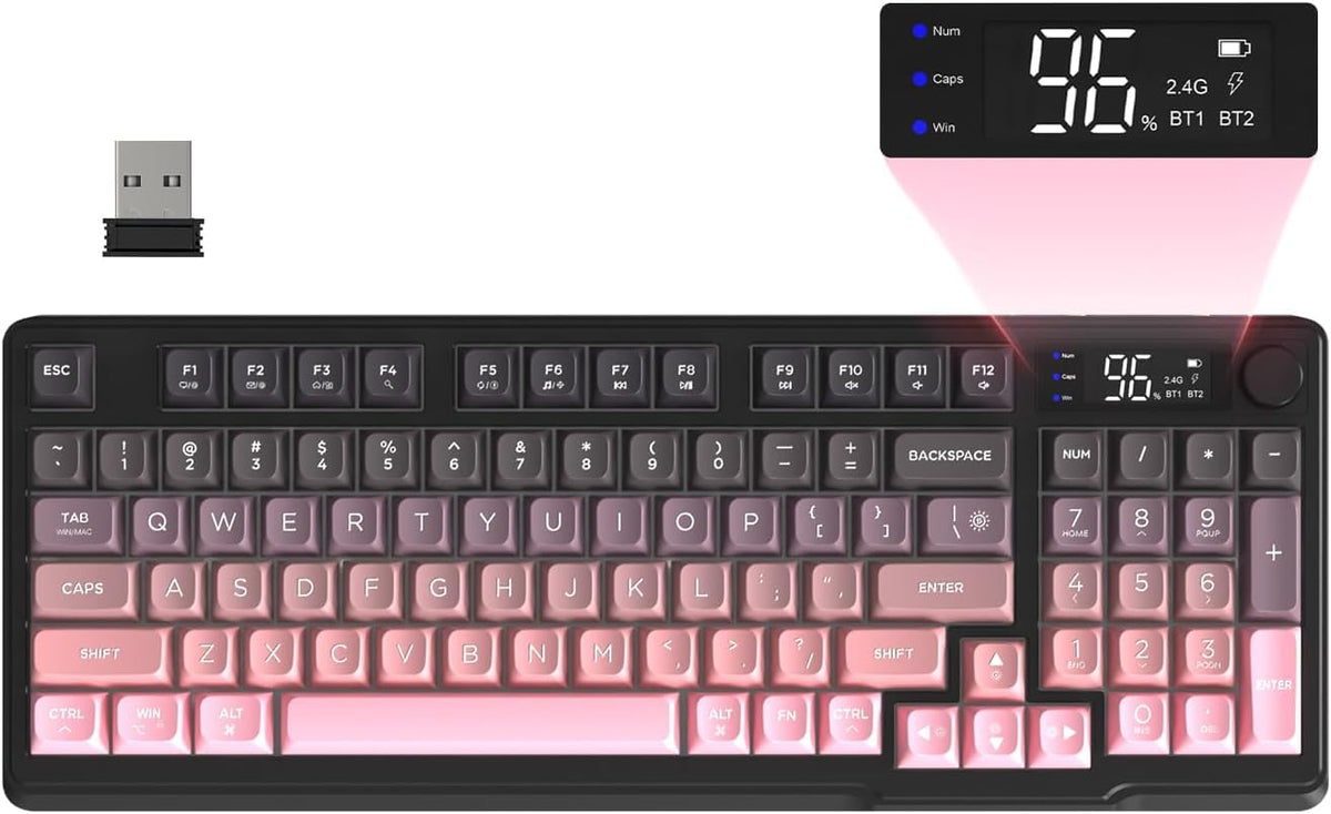 Free wolf M96 Wireless Gaming Keyboard Creamy Membrane 94Key-BlackBerry - Image 1