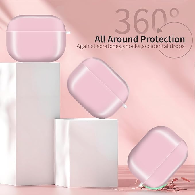 AirPod Pro 3 (2025) Case Cover for Women, Cute Shockproof Protective Case with Gold Round Buckle, Anti-Drop Design Compatible with Apple AirPods Pro 3rd Generation (USB-C Cable) Pink