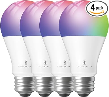 THIRDREALITY Zigbee Smart Color Bulb ZL1 4Pack,Compatible with Home Assistant(ZHA&Z2M), SmartThings,Aeotec,Homey,Hubitat or Echo Devices With Built-in Hub,A19 RGBCW Bulb,2700K-6500K Tunable,800 Lumens