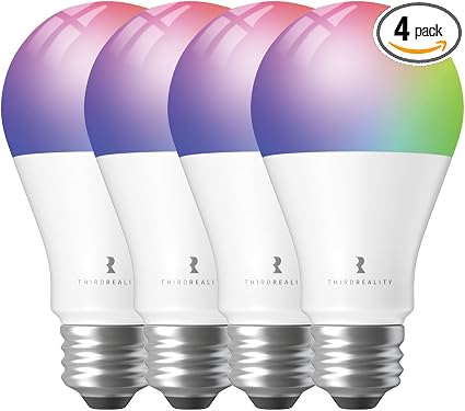 THIRDREALITY Zigbee Smart Color Bulb ZL1 4Pack,Compatible with Home Assistant(ZHA&Z2M), SmartThings,Aeotec,Homey,Hubitat or Echo Devices With Built-in Hub,A19 RGBCW Bulb,2700K-6500K Tunable,800 Lumens