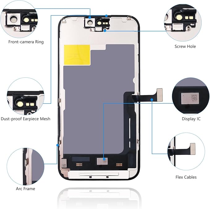 for iPhone 15 Pro Screen Replacement Black 6.1 Inch, LCD Touch Digitizer Complete Display for A2848, A3101, A3102, A3104,with Waterproof Seal+Tempered Glass+Repair Tools