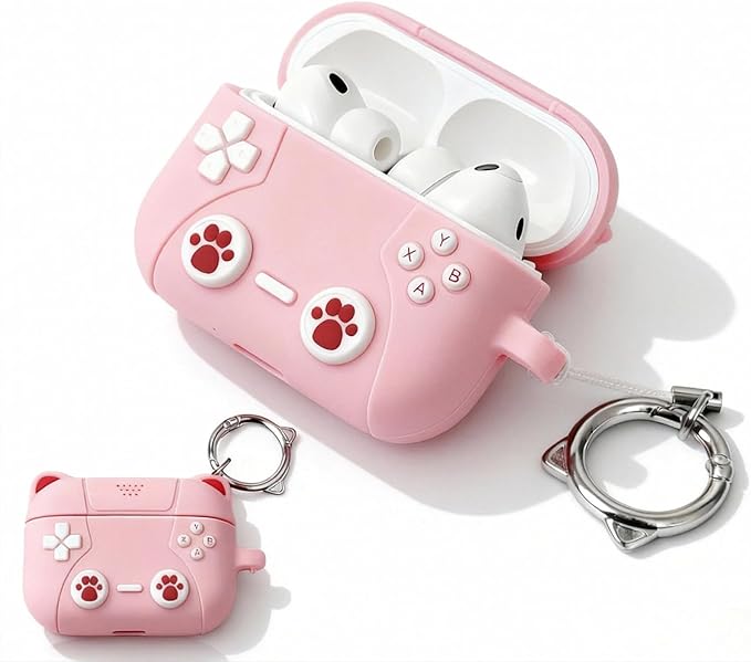 for Airpods Pro 3 Case 2025,Cute 3D Game Console Design for Air pod Pro 3 Cover with Keychain Shockproof Protective Soft Silicone Case for Airpods Pro 3 Gen for Women Girls (Pink Cat)
