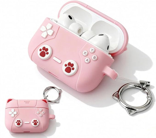 for Airpods Pro 3 Case 2025,Cute 3D Game Console Design for Air pod Pro 3 Cover with Keychain Shockproof Protective Soft Silicone Case for Airpods Pro 3 Gen for Women Girls (Pink Cat)