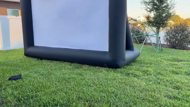 Inflatable Projector Screen, 24FT Blow Up Movie Screen Outdoor Projector, Easy Set Up One-piece Design Front & Rear Projection with Air Blower for Outside Backyard Family Movie Night Pool Party