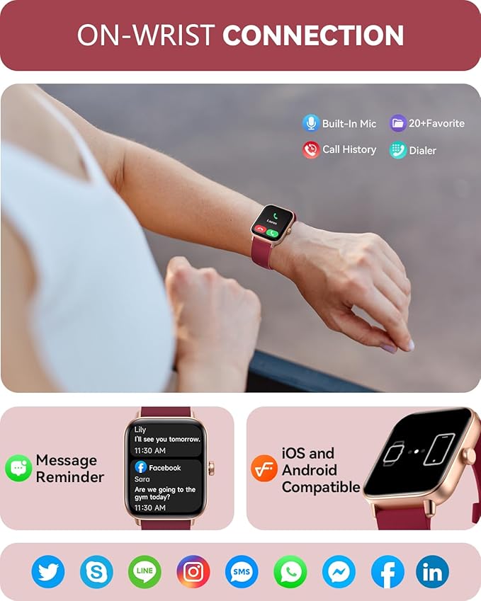 aeac Smart Watch for Women, Alexa Built-in, Stable Bluetooth Call, Fitness Tracker with Heart Rate/SpO2/Stress/Sleep Monitor, Smartwatches 120+ Sports, IP68 Waterproof Smartwatches for iOS Android