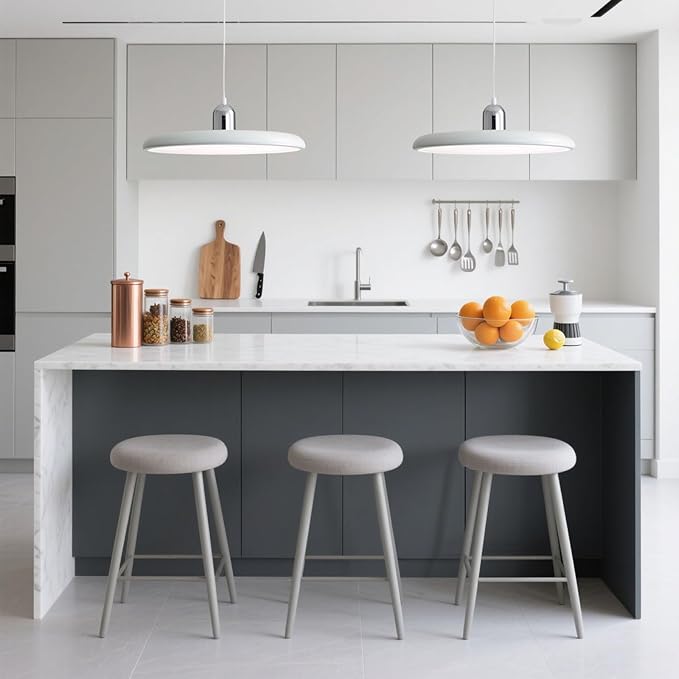 LED Pendant Light 40 cm Modern 36 W with Colour Temperature Adjustable Ceiling Lamp 3000K/4500K/6000K Metal and Acrylic for Dining Room Kitchen Living Room (Chrome + White)