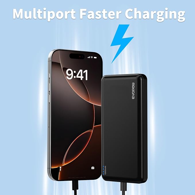 Portable Charger Power Bank 10000mAh, USB C in&Out Fast Charging Battery Pack Portable Phone Charger Quick Charge for iPhone 15/14/13/12, Galaxy S23/22, Pixel Heated Vest and etc (Black)