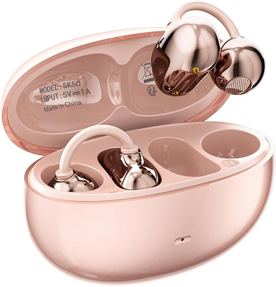 Open Ear Earbuds Clip on Earbuds Earbuds for Small Ears with Spatial Audio,Invisible Fit Air Conduction Headphones, Bluetooth 6.0 Open-Ear Clip for Running,Work & All-Day Comfort. (Rose Gold) - Image 7