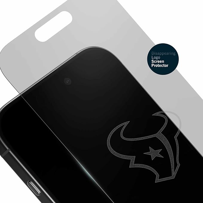 NFL Houston Texans Clear Screen Protector -for iPhone 14 Plus,13 Pro Max - with Disappearing Logo - Scratch-Resistant and Easy-to-Install Screen Protectors (Includes Installation Tray)