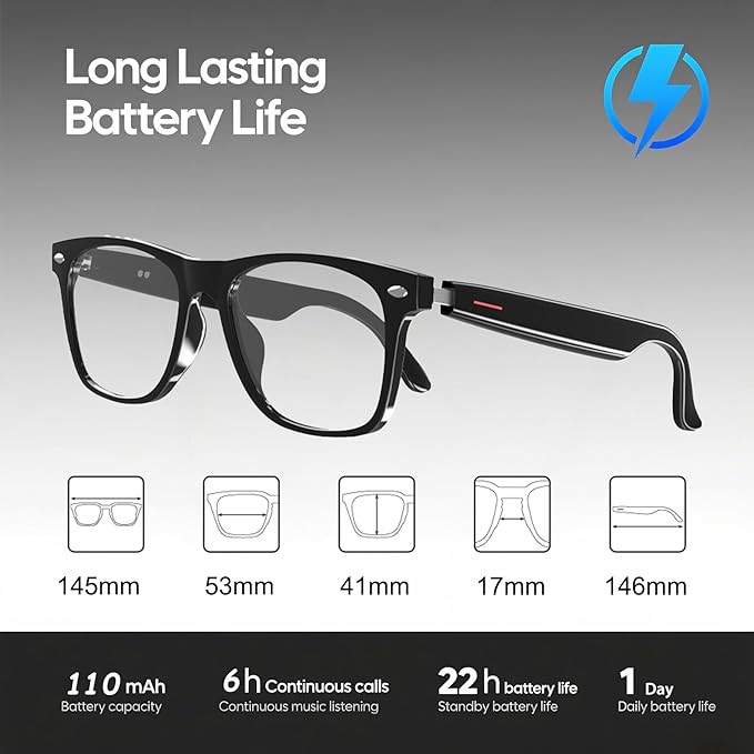 AI Smart Wireless Bluetooth Translation Glasses for Men/Women with Speakers/Bluetooth&140+ Languages Translation Sports/Travel/Drive/Busniess (E13+AI+Color Change Lenses+Black)