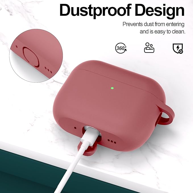 ATUAT for AirPods Pro 3 Case Cover with Cleaner, Protective Soft Silicone Skin with Keychain for Women Men for Apple AirPods Pro 3rd Generation Case(2025), Front LED Visible, Brown