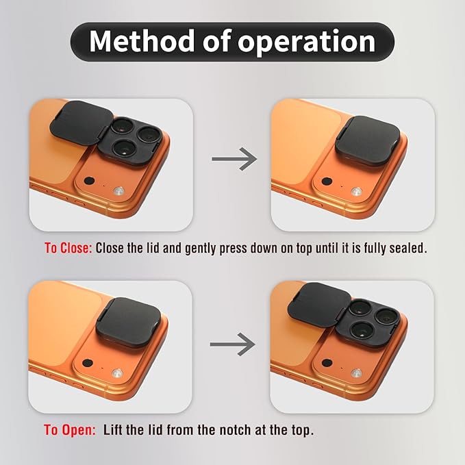 Phone Camera Lens Cover Compatible for iPhone17 Pro/17 Pro Max,Privacy & Security Protector with Strong Adhesive, Black - 2 Pack