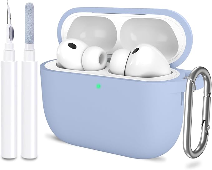 ATUAT for AirPods Pro 3 Case Cover with Cleaner, Protective Soft Silicone Skin with Keychain for Women Men for Apple AirPods Pro 3rd Generation Case(2025), Front LED Visible, Light Blue