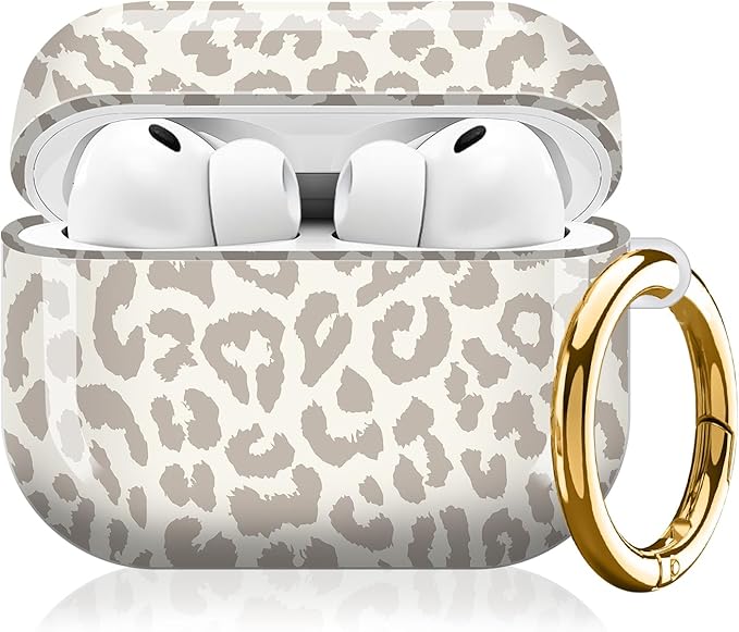 Compatible with AirPod Pro 3 (2025),Cute Case Cover for Women & Men, Full Protection Shockproof Hard Case with Keychain, Wireless Charging Case Accessories(Light Leopard Print)