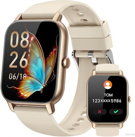 Smart Watches for Men Women, Fitness Tracker with Activity Counter/Sleep Monitor, IP68 Waterproof Smart Watch for Android iPhone iOS Compatible (Champagne Gold, 1.83)