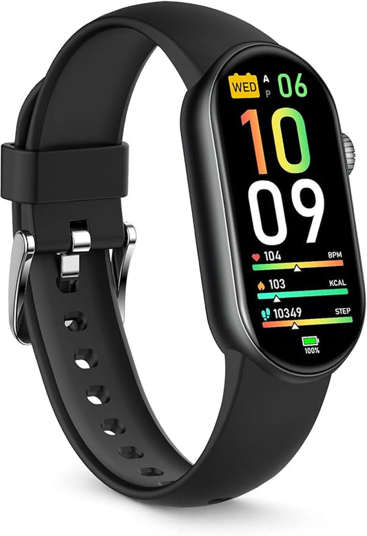 FITVII Slim Fitness Tracker AMOLED with Blood Oxygen, Blood Pressure, 24/7 Heart Rate and Sleep Tracking, IP68 Waterproof Activity Trackers and Smart Watches with Step Tracker, Pedometer for Women Men