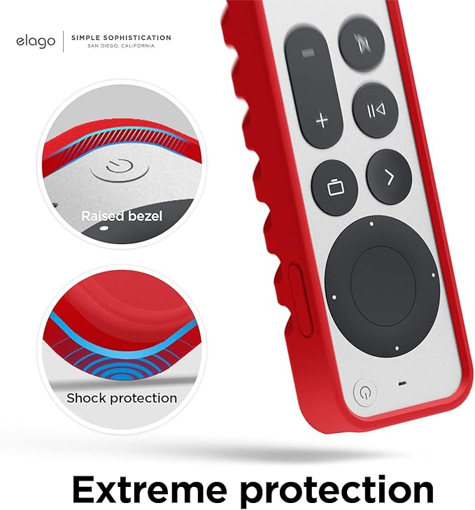elago R3 Protective Case Compatible with 2022 Apple TV Siri Remote 3rd Generation, Compatible with 2021 Apple TV Siri Remote 2nd Gen - Lanyard, Great Grip, Shock Absorption, Drop Protection [Red]