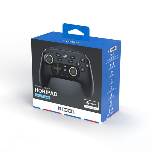 HORI Wireless HORIPAD for Steam (Midnight Black) - Pro Controller Designed for Steam