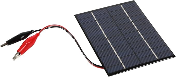 2W 12V Solar Panel DIY Battery Solar Charger Board + Tiger Clip- Perfect for Outdoor Charging Batteries and Low-Power Electronic Products