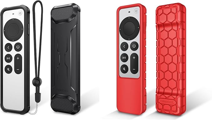 Fintie Protective Case for Apple TV Siri Remote 2021 2022 - Soft TPU Case + Honey Comb Silicone Case, Lightweight Anti Slip Shockproof Cover for Apple TV 4K / HD (2nd Gen/3rd Gen) (Pack of 2)