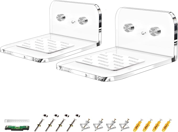 ELETIUO Universal Soundbar Acrylic Mount Bracket,Wall Shelf Mounting Holder Compatible with Samsung,JBL,Sony,LG,Bose,Roku,Polk Audio,Vizio,Onn&More,Hold up to 33 Lbs,Speaker Wall Mount Under TV