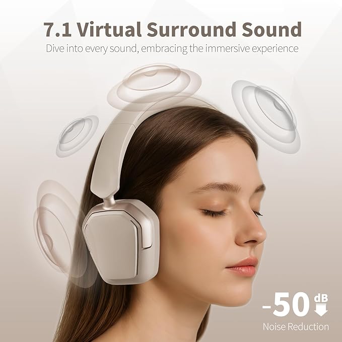 RK ROYAL KLUDGE G10 Gaming Headset with Microphone, Wireless/Bluetooth 5.3/Wired Gaming Headpones for PS5/4, Switch, PC, 40mm Dynamic Drivers, 7.1 Surround Sound, Platinum Grey
