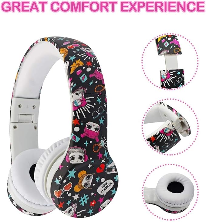 Girls Headphones for Kids,Toddler Kid Headphones with mic & Audio Sharing Port+ Volume Limited,Boys Girls Baby Children Toddlers School use（(Girls Headphones)