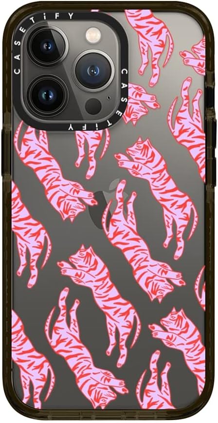 CASETiFY Impact iPhone 13 Pro Case [6.6ft Drop Protection] - Tigers by Grace Owen - Clear Black
