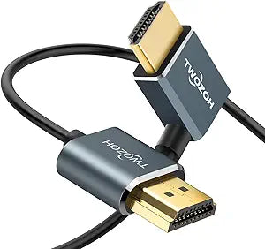 Twozoh Flexible HDMI to HDMI Cable Right Angled 90° 1FT, Ultra Thin and Slim HDMI Cord Support 3D/4K@60Hz