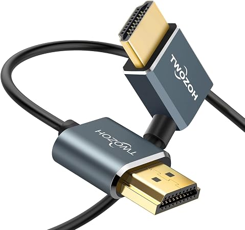 Twozoh Flexible HDMI to HDMI Cable Right Angled 90° 1FT, Ultra Thin and Slim HDMI Cord Support 3D/4K@60Hz