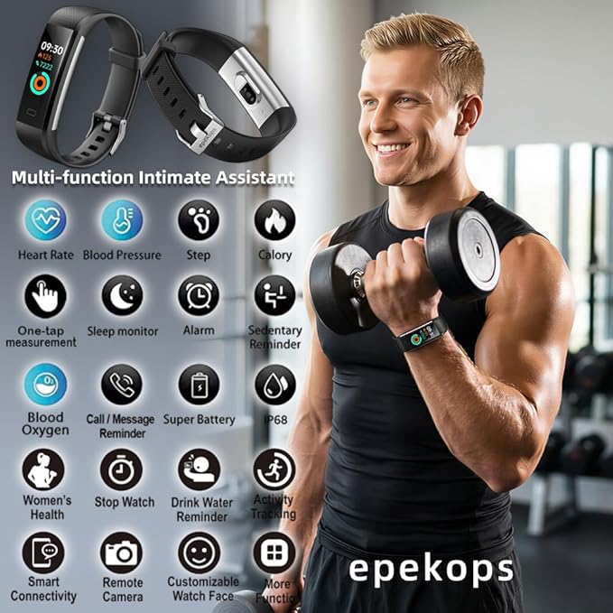 Fitness Tracker with Heart Rate Monitor/Step Counter/Calories, Activity Tracker Smart Watch Slim Smart Bracelet Sleep Monitor, IP68 Waterproof, Pedometer Health Tracker for Man Women