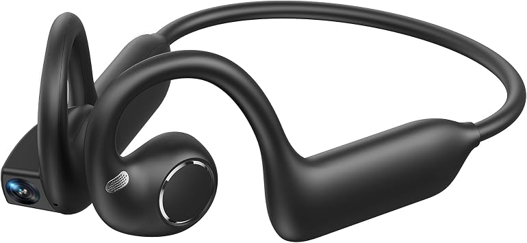 E12 Bone Conduction Headphones with Camera, Open-Ear, Comfort Fit, Hi-Fi