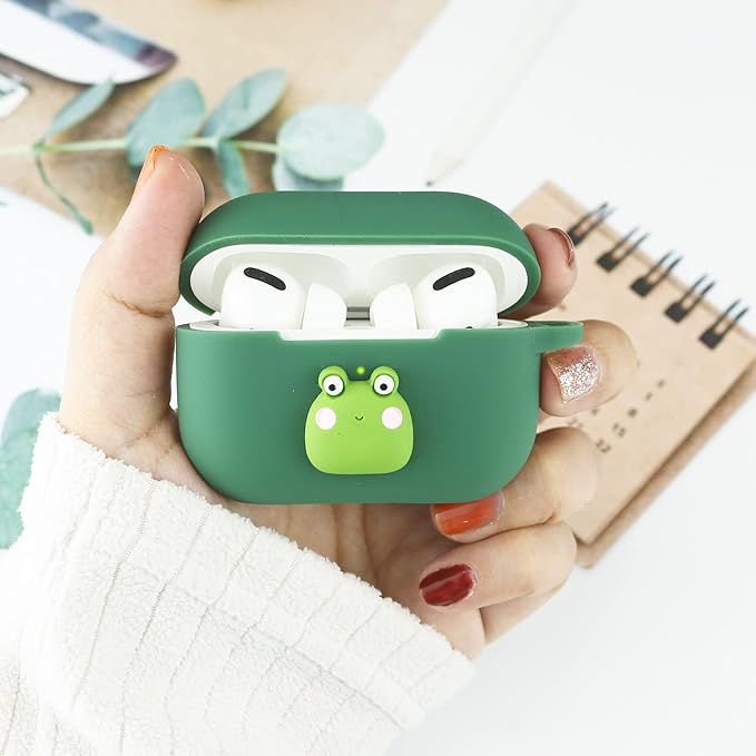 Wonhibo for Airpod Pro Case, Cute Kawaii Cover for Airpod Pro 2019 with Keychain for Women (Frog)