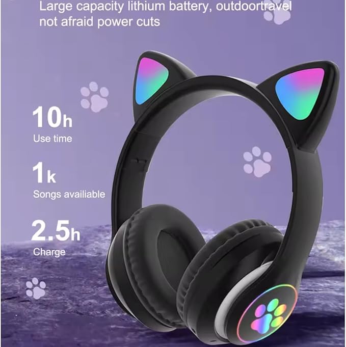 Kids Bluetooth Headphones, Foldable Wireless Headset for Kids, Bluetooth 5.3 Over-Ear Headphones with Mic, LED Lights Up,85dB Volume Limited,Girls Boys Wireless Headphones for Travel iPad Tablet