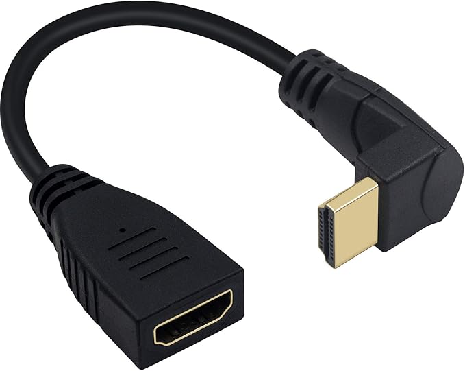 Poyiccot 8K HDMI Extension Cable, Short HDMI 90 Degree Male to Female HDMI 2.1 Cable 48Gbps with 8K 60Hz Video and 3D HDR for TV/Xbox /PS4 /PS5 (Up Angle), 0.5feet