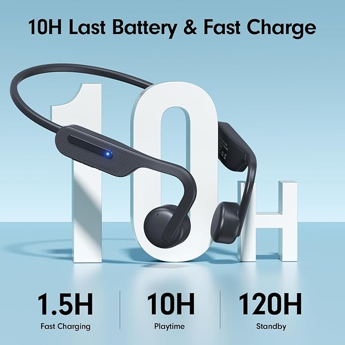 Bone Conduction Headphones, Open Ear Headphones Bluetooth 5.4 with Mic, Wireless Running Headphones 10H Playtime, Waterproof Sport Earbuds Suitable for Cycling, Outdoor Sports