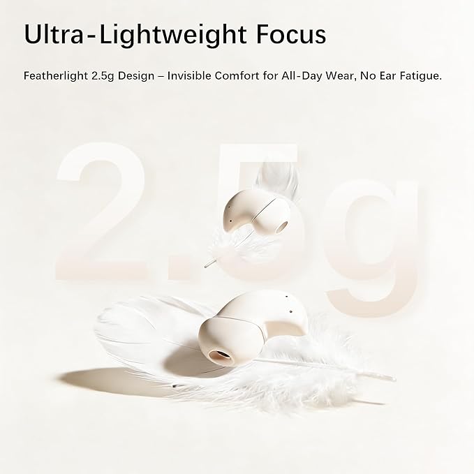 H8 Sleep Earbuds 53dB High-Frequency Noise Reduction, Small Earplugs for Side Sleepers, 80H Playtime, Snore Blocking Comfortable Earbuds, Bluetooth 5.4 Ear Plugs for Sleep White