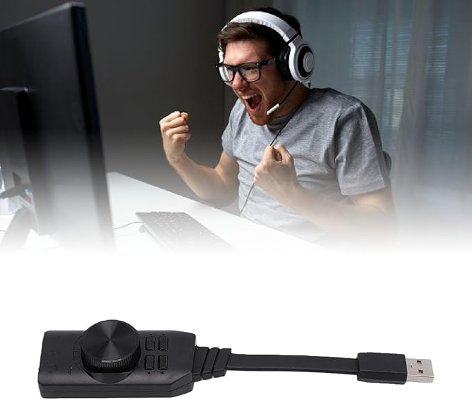 USB Sound Card with 7.1 Surround | Plug & Play for Gaming Headset, Microphone Mute Key, Compatible with Android, Switch