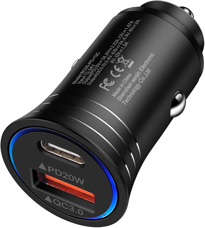 USB C Car Charger, 38W Fast Charge Car Charger Adapter PD&QC 3.0 Dual Port Cigarette Lighter USB Plug for iPhone 17e 17 Pro Max Air 16e 16 15 14 13 12 11 SE XR XS X 8, Samsung Galaxy S26 S25 S24 S23