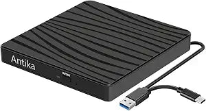 Antika CD DVD Drive for Laptop Type-C USB 3.0 CD Player DVD CD Burner Reader Writer Duplicator +/-RW ROM for Laptop Desktop Compatible with MacBook Apple OS /Win11/ 10/7/8.1/XP - Image 1