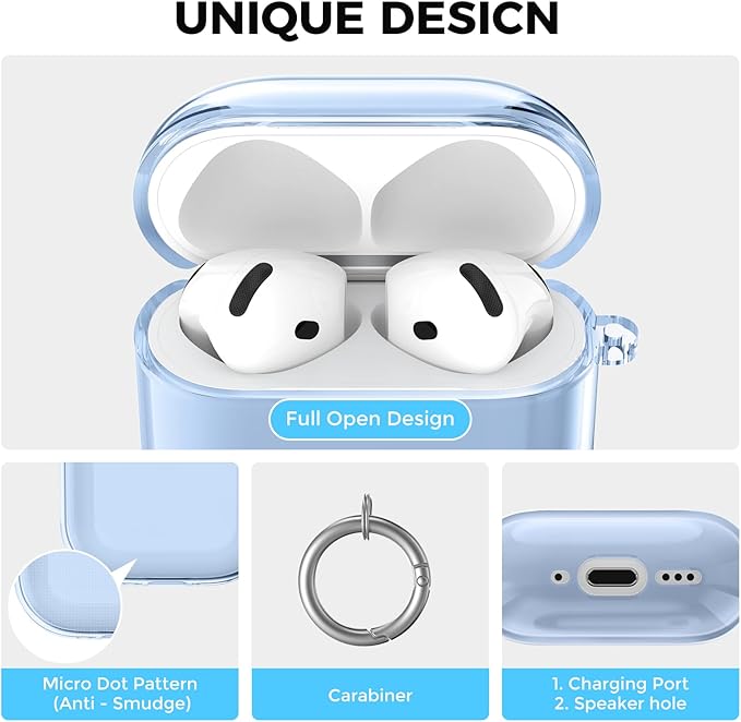 AhaStyle Clear Airpods 4 Case Cover with Cleaning Kit [Anti-Yellowing] Soft TPU Protective Covers Skin Designed for Apple AirPods 4th Generation 2024 Support USB-C Charging Case and Wireless Charging
