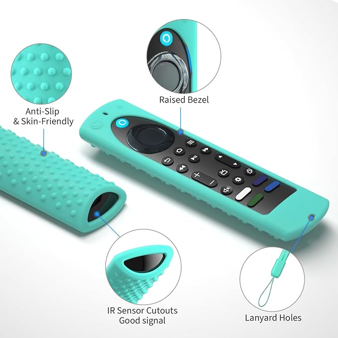 3pcs 6.4 Inch Silicone Cover Compatible with Fire TV Stick 4K Max 2nd gen 2023 Remote Control,Silicone Case for Toshiba/Insignia Smart TV Remote,Anti-Slip Sleeve Cover with Lanyard