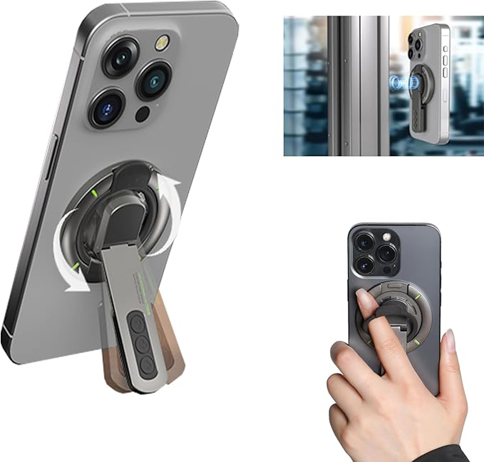 Magnetic Phone Grip Removable,Double-Sided Magnet iPhone Holder,Adjustable 360° Rotation Phone Kickstand Innovative Pressure-Relief Cellphone Stand with Ring Compatible for All Phones