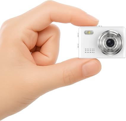 Mini Digital Camera, Portable Keychain Camera, 64GB Card, White