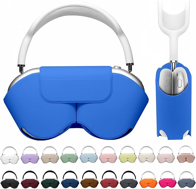 Maxjoy for Apple Airpods Max Smart Case Cover, Soft PU Leather Protective Cover Accessories for Airpod Max with Sleep Mode, Anti-Dust Travel Carrying Case for Airpods Pro Max Headphones,Navy Blue