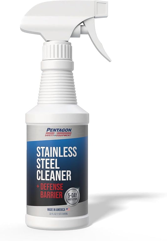 PENTAGON SAFETY EQUIPMENT Stainless Steel Cleaner (32oz) – Non-Toxic, Streak-Free & Alcohol-Free | 5 Day Protection | Removes Fingerprints | Made in USA
